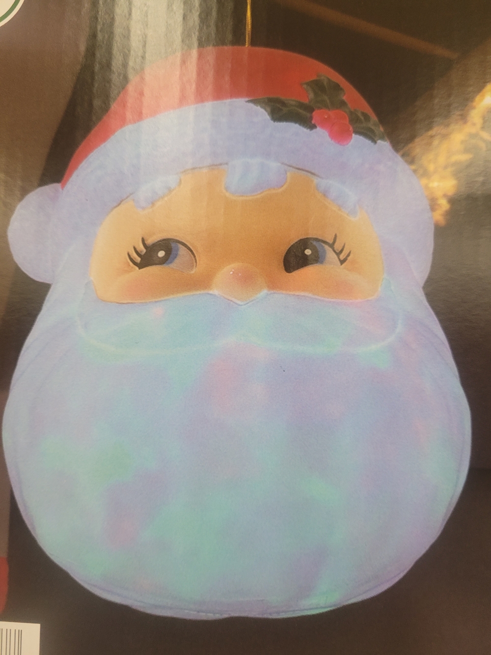 Blow Mold Santa Face Holiday Hanging Decor in Red and White
